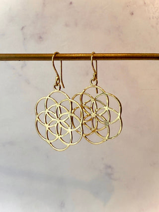 THE SEED OF LIFE BRASS EARRINGS The Crystal Avenues