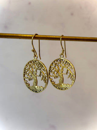 TREE OF LIFE BRASS EARRINGS - SMALL The Crystal Avenues