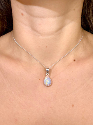 WHITE ETHIOPIAN OPAL SILVER PENDANT (NO. 4) The Crystal Avenues
