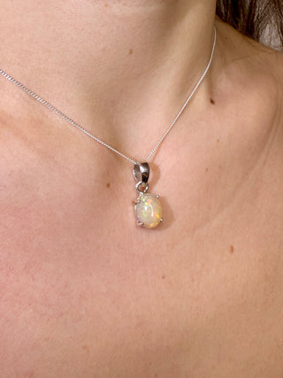 WHITE ETHIOPIAN OPAL SILVER PENDANT (NO. 9) The Crystal Avenues