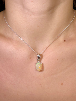 WHITE ETHIOPIAN OPAL SILVER PENDANT (NO. 9) The Crystal Avenues