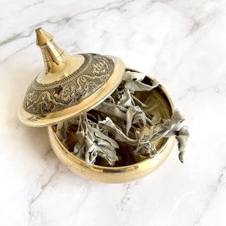 BRASS INCENSE BURNER WITH LID The Crystal Avenues