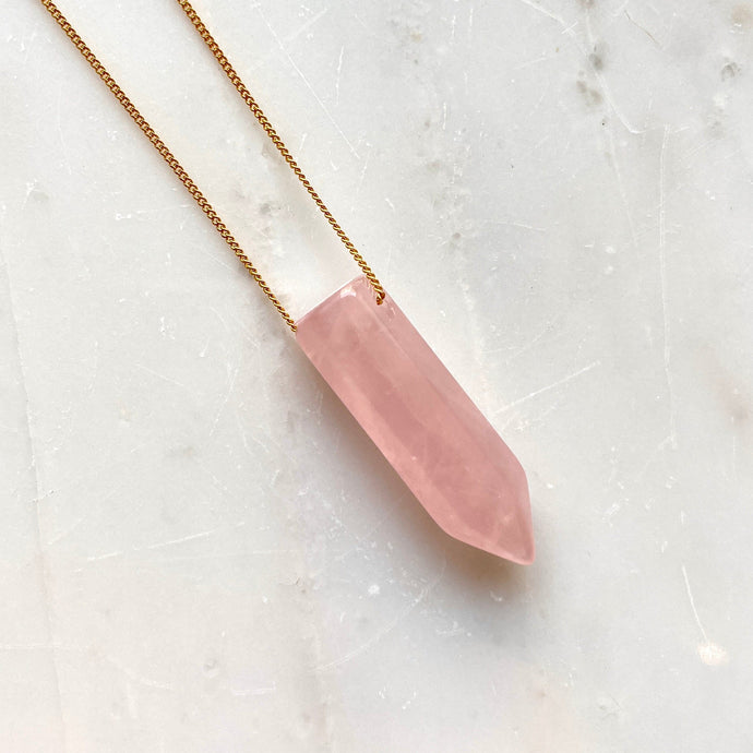 CRYSTAL NECKLACE - ROSE QUARTZ POINT Necklace The Crystal Avenues 