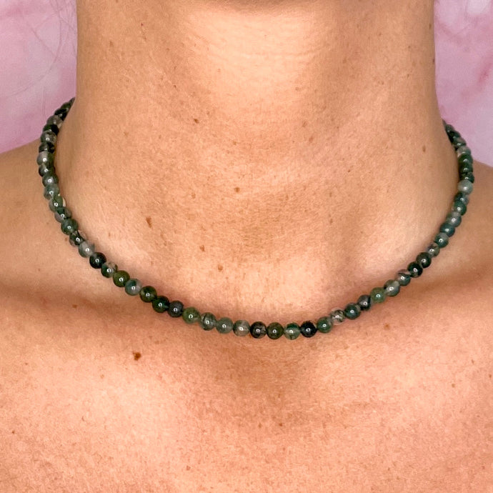 MOSS AGATE CHOKER NECKLACE Bracelet The Crystal Avenues 
