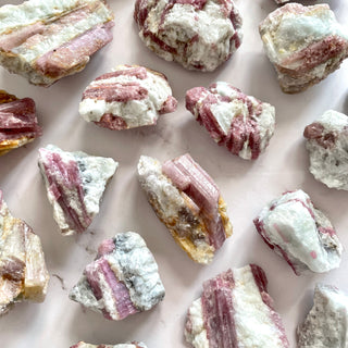 PINK TOURMALINE IN QUARTZ RAW tumble stone The Crystal Avenues