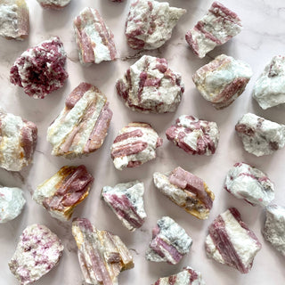 PINK TOURMALINE IN QUARTZ RAW tumble stone The Crystal Avenues