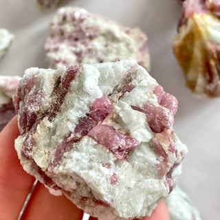PINK TOURMALINE IN QUARTZ RAW tumble stone The Crystal Avenues