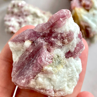 PINK TOURMALINE IN QUARTZ RAW tumble stone The Crystal Avenues