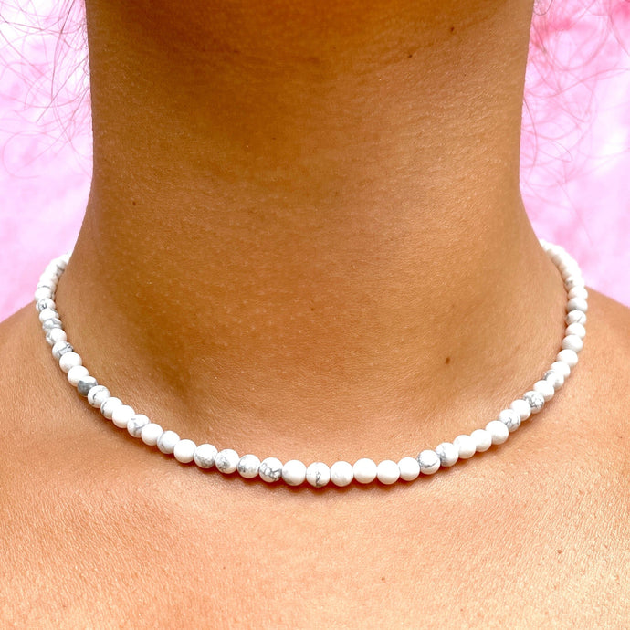 WHITE HOWLITE CHOKER NECKLACE Bracelet The Crystal Avenues 