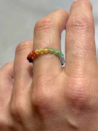 7 CHAKRA - CRYSTAL STRETCH RING WITH FACETED BEADS Bracelet The Crystal Avenues 