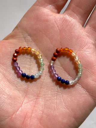 7 CHAKRA - CRYSTAL STRETCH RING WITH FACETED BEADS Bracelet The Crystal Avenues 