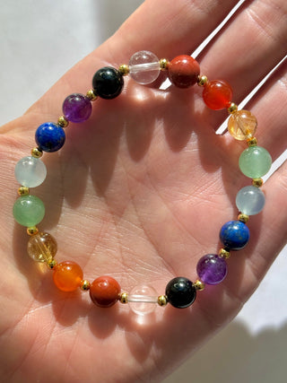 7 CHAKRA EXCLUSIVE BRACELET (8MM) - Gold Plated Bracelet The Crystal Avenues 