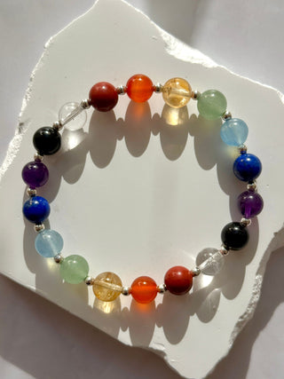 7 CHAKRA EXCLUSIVE BRACELET (8MM) - Sterling Silver Bracelet The Crystal Avenues 