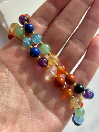 7 CHAKRA EXCLUSIVE CHOKER NECKLACE (8MM) - Gold Plated Bracelet The Crystal Avenues 