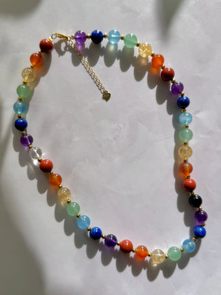 7 CHAKRA EXCLUSIVE CHOKER NECKLACE (8MM) - Gold Plated Bracelet The Crystal Avenues 
