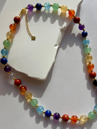 7 CHAKRA EXCLUSIVE CHOKER NECKLACE (8MM) - Gold Plated Bracelet The Crystal Avenues 
