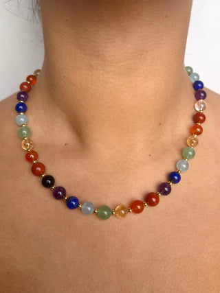 7 CHAKRA EXCLUSIVE CHOKER NECKLACE (8MM) - Gold Plated Bracelet The Crystal Avenues 