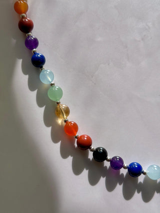 7 CHAKRA EXCLUSIVE CHOKER NECKLACE (8MM) - Sterling Silver Bracelet The Crystal Avenues 