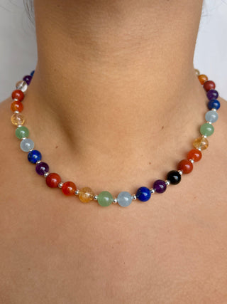 7 CHAKRA EXCLUSIVE CHOKER NECKLACE (8MM) - Sterling Silver Bracelet The Crystal Avenues 