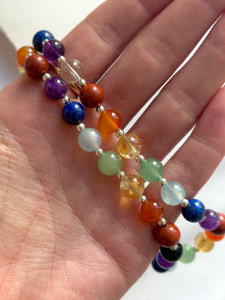 7 CHAKRA EXCLUSIVE CHOKER NECKLACE (8MM) - Sterling Silver Bracelet The Crystal Avenues 