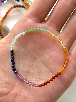 7 CHAKRA FACET STRETCH BRACELET Bracelet The Crystal Avenues 