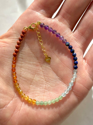 7 CHAKRA FACETED BRACELET Bracelet The Crystal Avenues 14K Gold Plated Sterling Silver 925 chain 