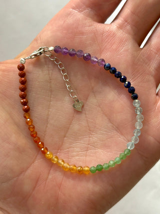 7 CHAKRA FACETED BRACELET Bracelet The Crystal Avenues Sterling Silver 925 chain 