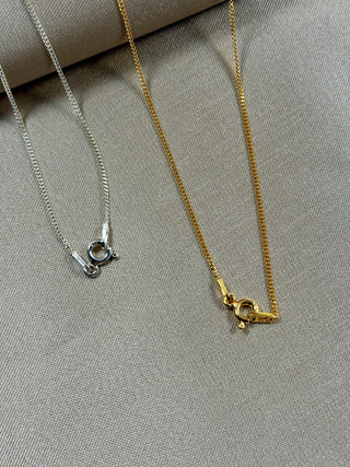 925 STERLING SILVER/18C GOLD-PLATED CURB CHAIN NECKLACE Necklace The Crystal Avenues 