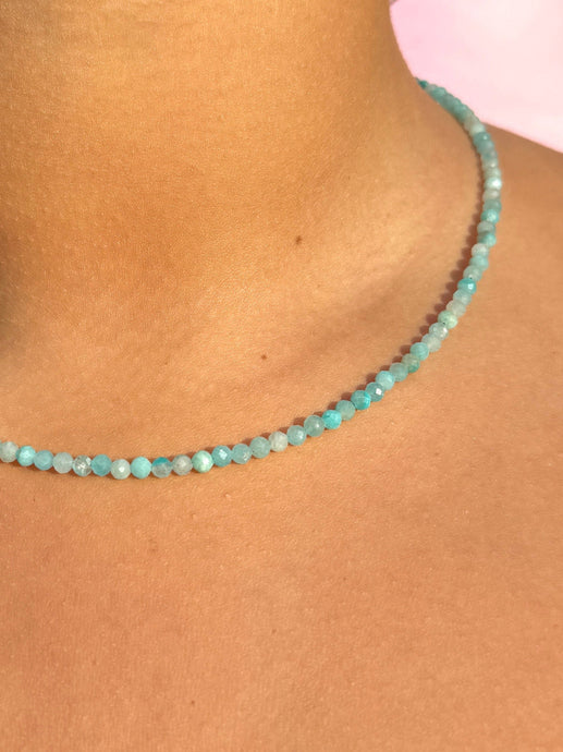 AMAZONITE FACET CHOKER NECKLACE Necklace The Crystal Avenues 