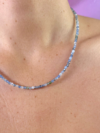 AQUAMARINE FACET CHOKER NECKLACE - EXCLUSIVE Necklace The Crystal Avenues 