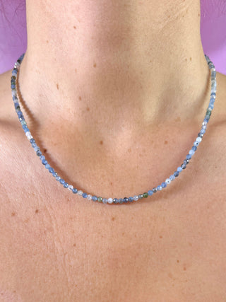 AQUAMARINE FACET CHOKER NECKLACE - EXCLUSIVE Necklace The Crystal Avenues 