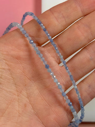 AQUAMARINE FACET CHOKER NECKLACE Necklace The Crystal Avenues 