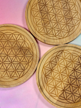 BAMBOO CRYSTAL GRID TRAY - Flower of Life The Crystal Avenues 