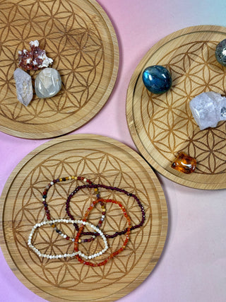 BAMBOO CRYSTAL GRID TRAY - Flower of Life The Crystal Avenues 