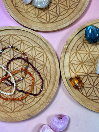 BAMBOO CRYSTAL GRID TRAY - Flower of Life The Crystal Avenues 