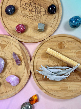BAMBOO CRYSTAL GRID TRAY - Metatron's Cube The Crystal Avenues 