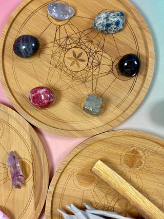 BAMBOO CRYSTAL GRID TRAY - Metatron's Cube The Crystal Avenues 