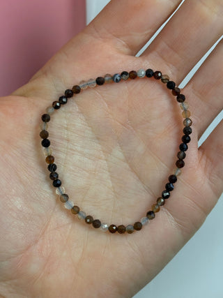 BLACK AGATE FACET STRETCH BRACELET Bracelet The Crystal Avenues 