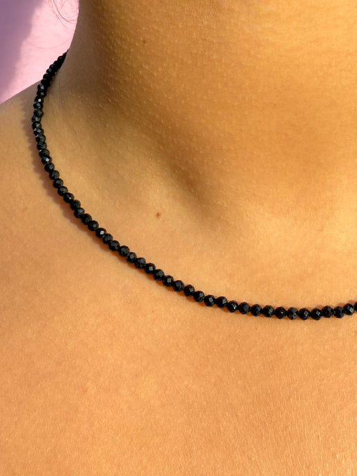 BLACK TOURMALINE FACET CHOKER NECKLACE Necklace The Crystal Avenues 