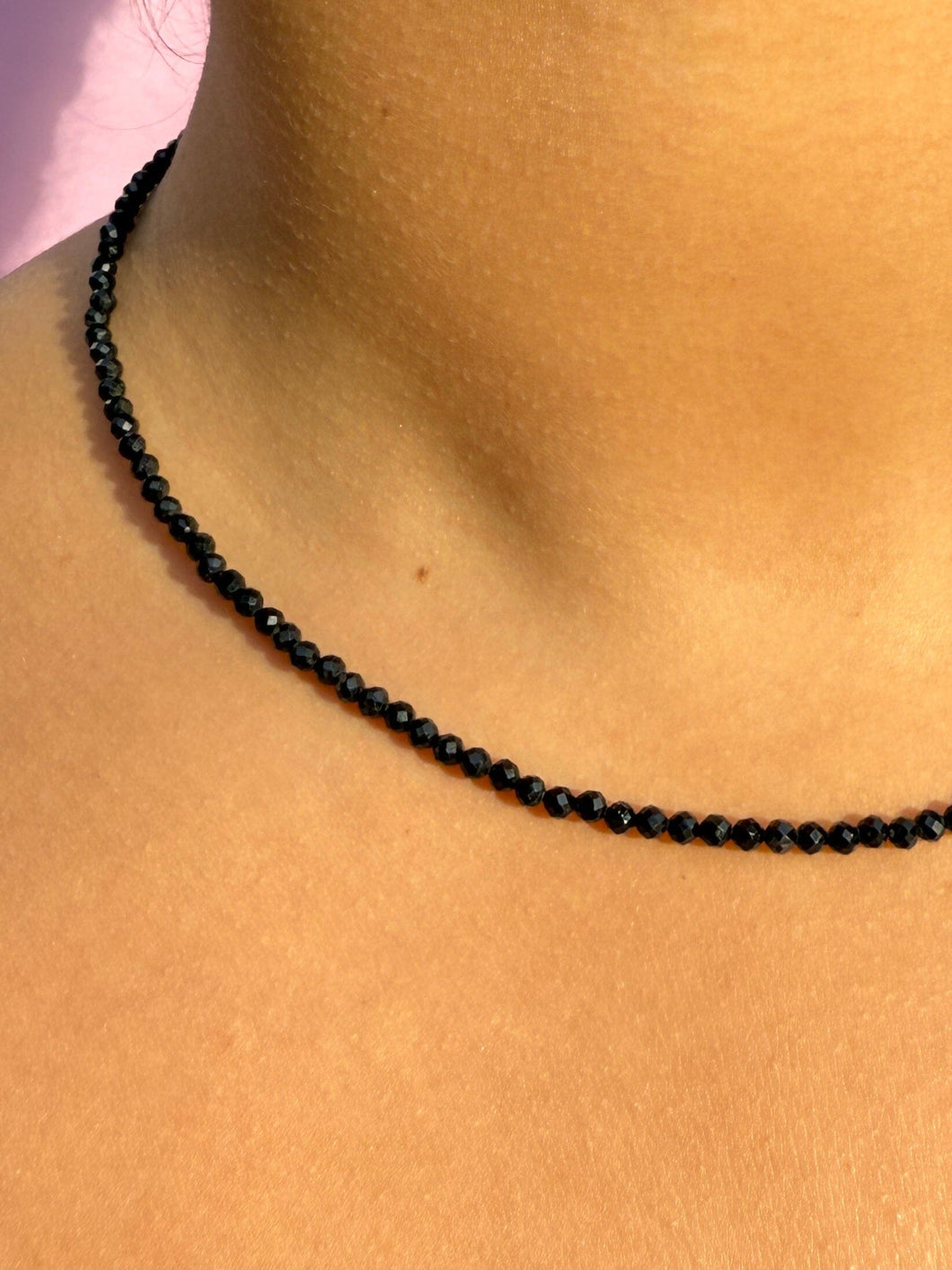 BLACK TOURMALINE FACET CHOKER NECKLACE Necklace The Crystal Avenues 