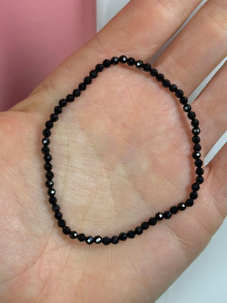 BLACK TOURMALINE FACET STRETCH BRACELET Bracelet The Crystal Avenues 