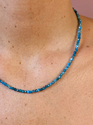 BLUE APATITE FACET CHOKER NECKLACE Necklace The Crystal Avenues 