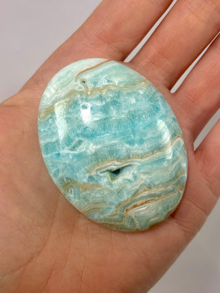 BLUE ARAGONITE PALM STONE (2) Palm stone The Crystal Avenues 