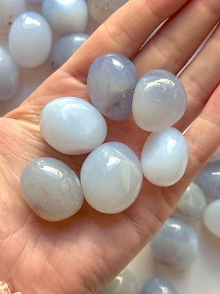 BLUE CHALCEDONY TUMBLE STONE Tumble Stone The Crystal Avenues 