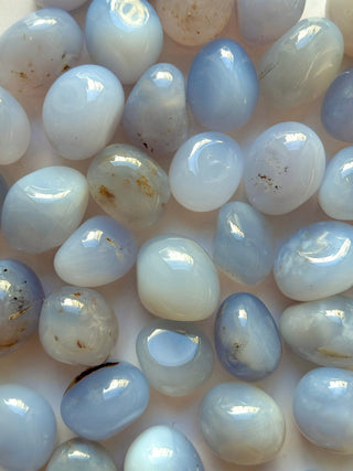 BLUE CHALCEDONY TUMBLE STONE Tumble Stone The Crystal Avenues 