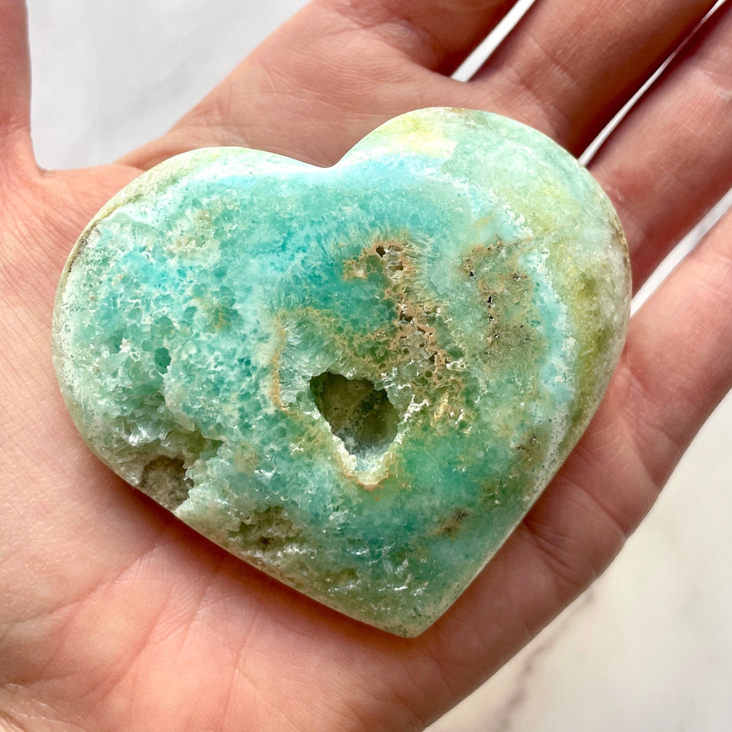 BLUE GREEN ARAGONITE HEART (4) The Crystal Avenues 