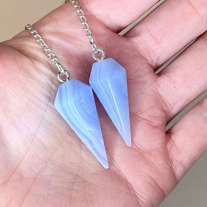 BLUE LACE AGATE PENDULUM - LONG Raw Crystal The Crystal Avenues 