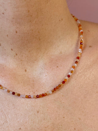 CARNELIAN FACET CHOKER NECKLACE Necklace The Crystal Avenues 