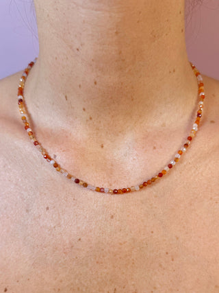 CARNELIAN FACET CHOKER NECKLACE Necklace The Crystal Avenues 