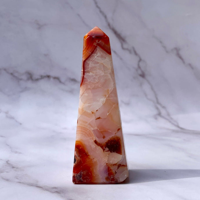 CARNELIAN OBELISK (2) tumble stone The Crystal Avenues 